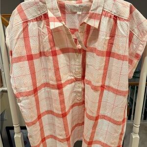 LOFT Red and Cream Plaid Shirt